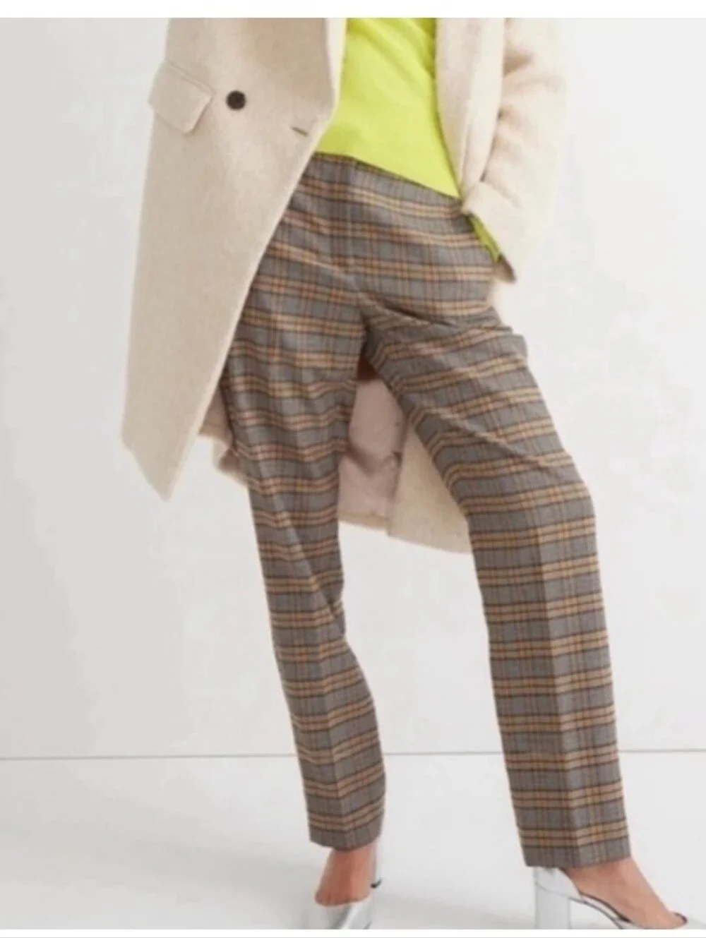 Preppy Office Buisness EUC J Crew Kate Italian Nalya wool plaid pants Sz.8